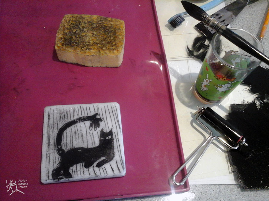 Petite Kitchen lithographie sur marbre - Atelier Kitchen Print