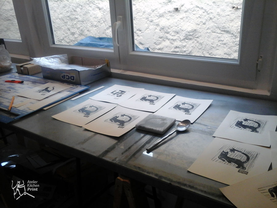 Petite Kitchen lithographie sur marbre - Atelier Kitchen Print