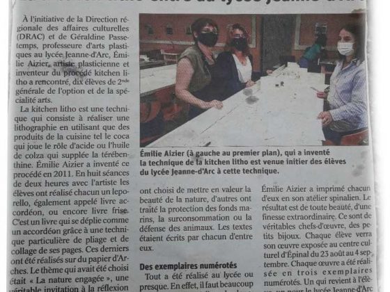 Article dans le journal Vosges Matin
