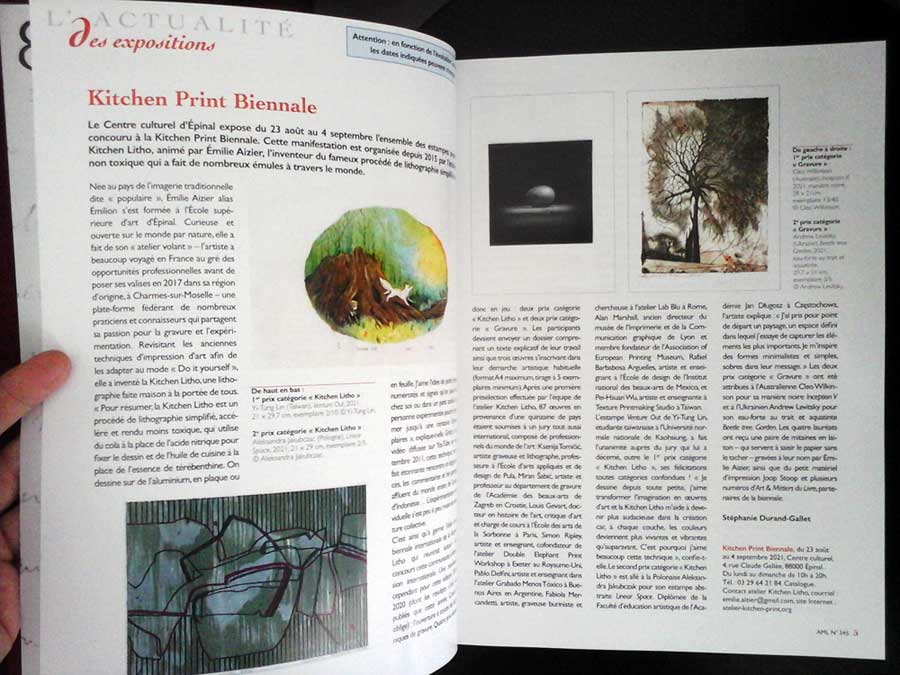 Article sur la Kitchen Print Biennale et ses lauréats dans la revue “Art & métiers du Livre” !