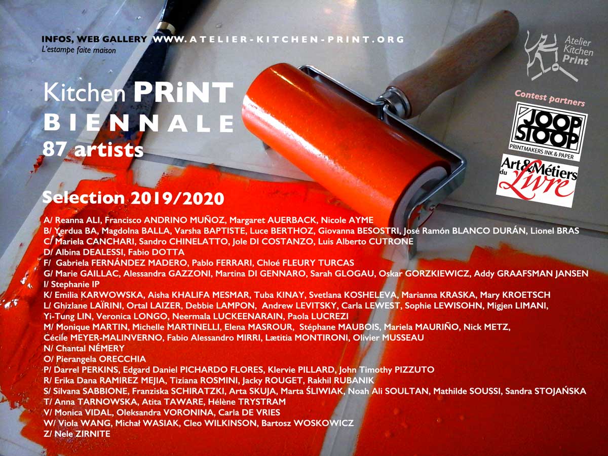 Des affiches pour la Kitchen PRiNT BIENNALE 2019-2020, liste des 87 artistes !