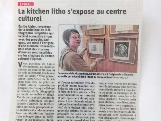 Article dans le quotidien « Vosges Matin » présentant l’exposition à Épinal de la biennale de l’estampe 2019/2020.