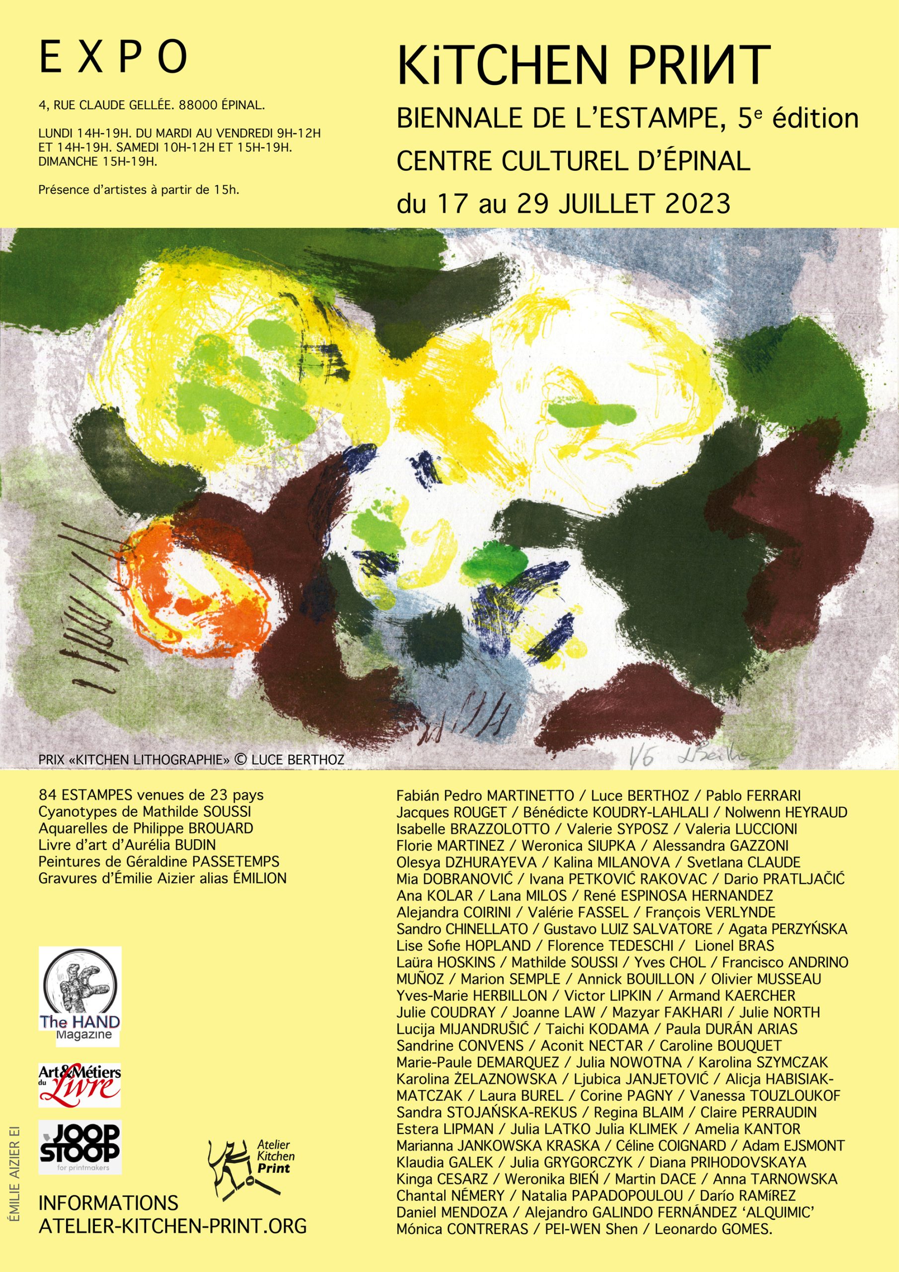 EXPOSITION « Kitchen Print Biennale 2021-2022 » du 17 au 29 juillet 2023 au Centre culturel d’Épinal / EXHIBITION at the cultural center of the city of Épinal