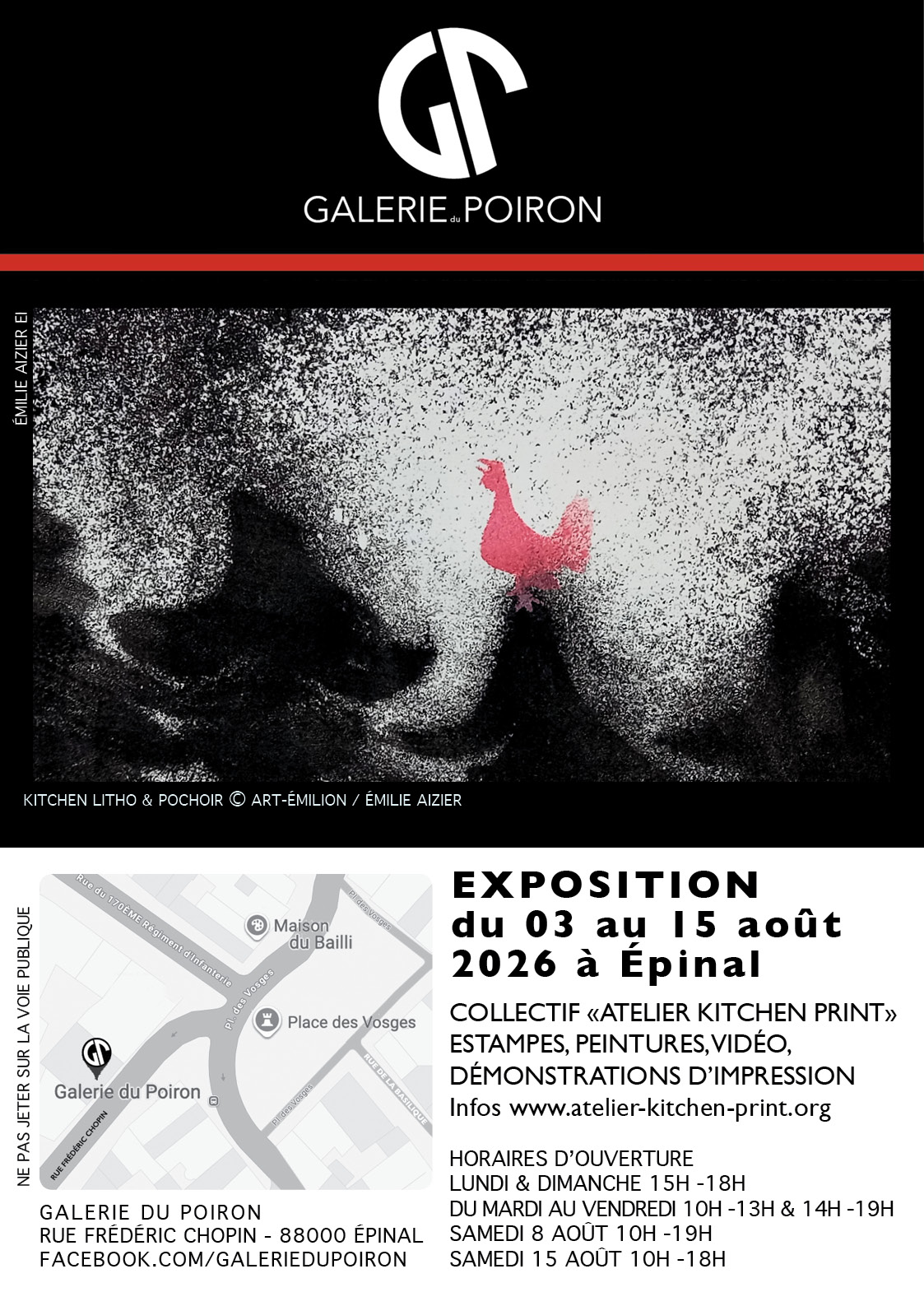 Exposition « Atelier Kitchen Print » à la Galerie du Poiron du 03 au 15 août 2026.